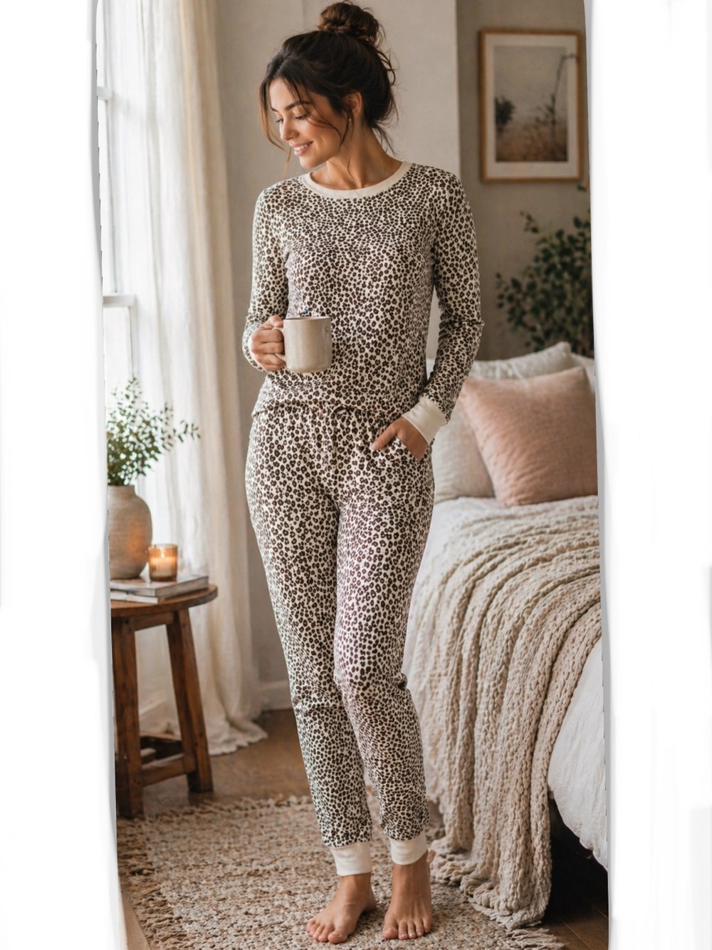 Cheetah Print Long Johns Pajama Set